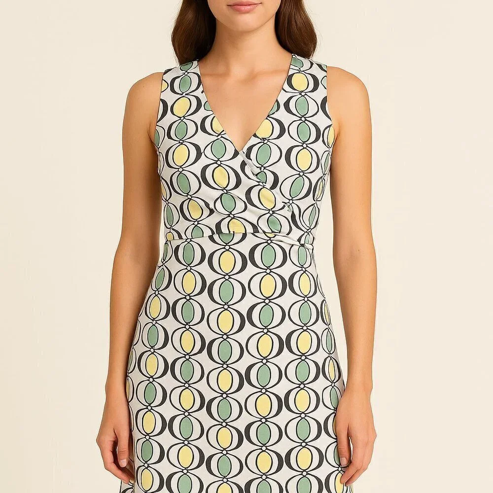 prAna Retro Geometric Print Sleeveless Wrap Mini Dress Size Small